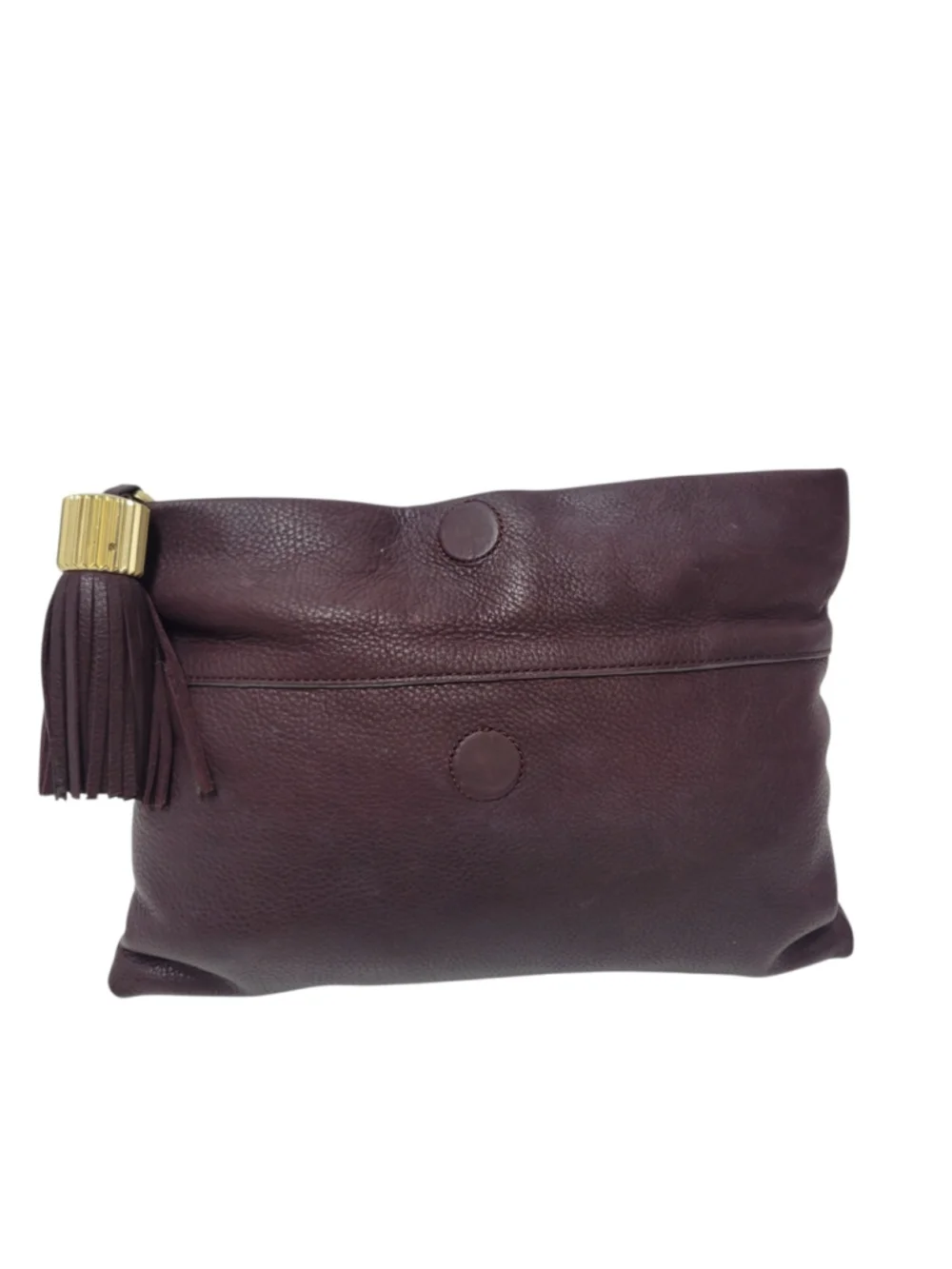 India Hicks Carmen Women's Clutch Leather Brown Tassel Top-Zip Purse Bag Pre-own